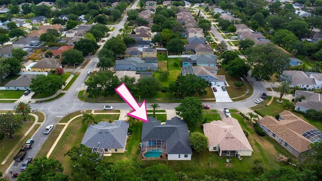 drone / aerial view with a residential view