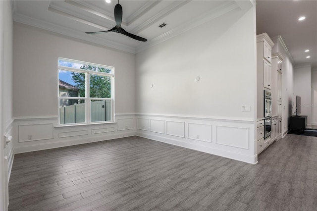 45 King Palm Ct, Ponte Vedra, FL 32081 - unfurnished room featuring ceiling fan, recessed lighting, dark wood-type flooring, a wainscoted wall, and ornamental molding