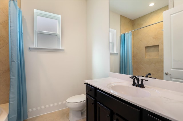 45 King Palm Ct, Ponte Vedra, FL 32081 - bathroom with vanity, toilet, baseboards, tile patterned flooring, and recessed lighting