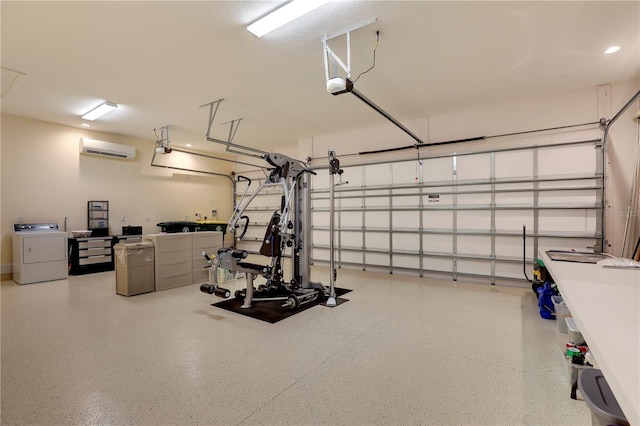 45 King Palm Ct, Ponte Vedra, FL 32081 - garage with washer / dryer, an AC wall unit, a garage door opener, and recessed lighting