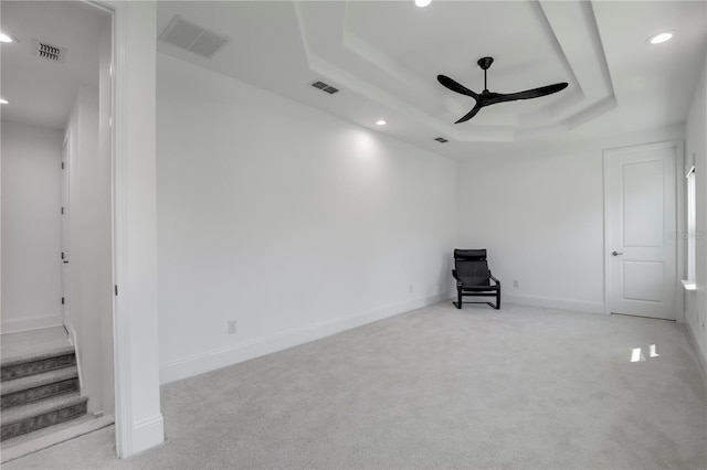 45 King Palm Ct, Ponte Vedra, FL 32081 - carpeted empty room featuring a raised ceiling, recessed lighting, a ceiling fan, and baseboards