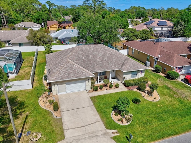 aerial view with a residential view