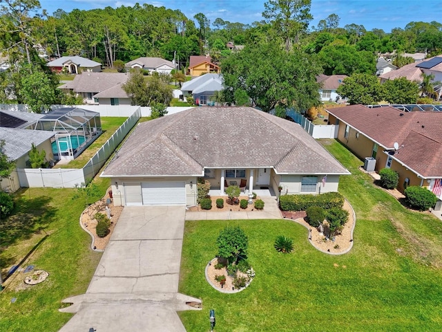 aerial view featuring a residential view