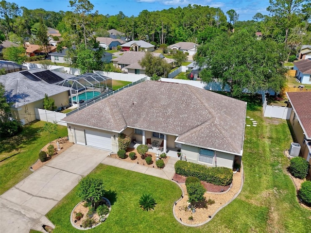 aerial view featuring a residential view