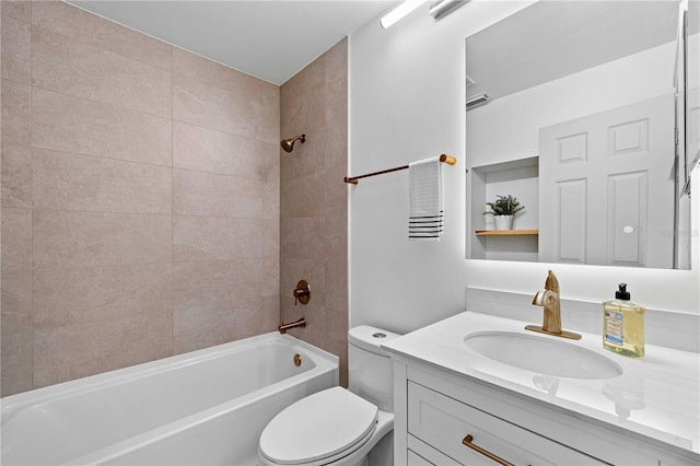 77 Freeport Ln, Palm Coast, FL 32137 - bathroom with vanity, toilet, and shower / washtub combination