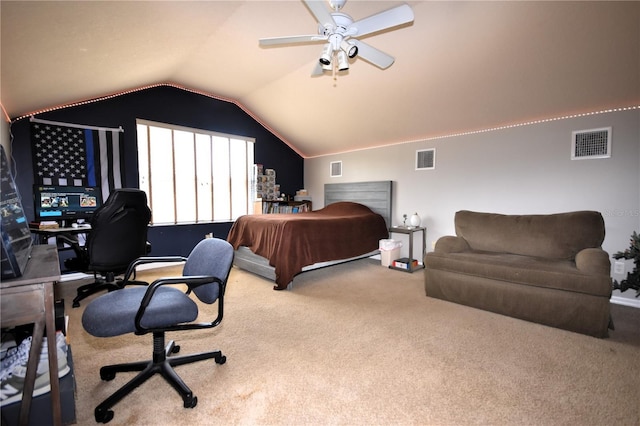 5 Baltimore Ln, Palm Coast, FL 32137 - bedroom with visible vents, carpet floors, and lofted ceiling