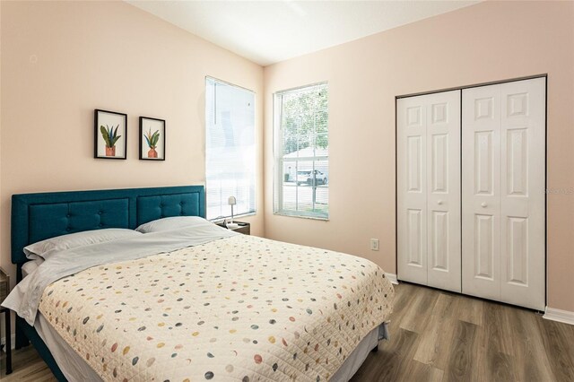 125 Raintree Cir, Palm Coast, FL 32164 - bedroom with a closet, wood finished floors, and baseboards