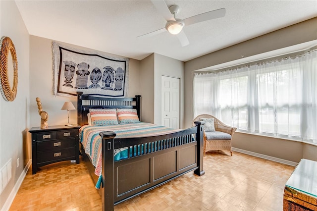11 Larisa Ter, Ormond Beach, FL 32174 - bedroom featuring baseboards, ceiling fan, visible vents, and a closet