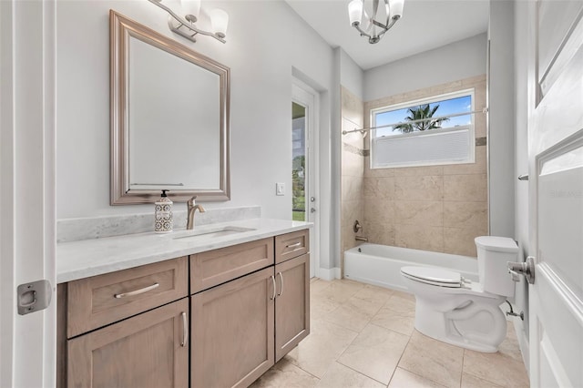 full bathroom featuring vanity, toilet, and bathtub / shower combination
