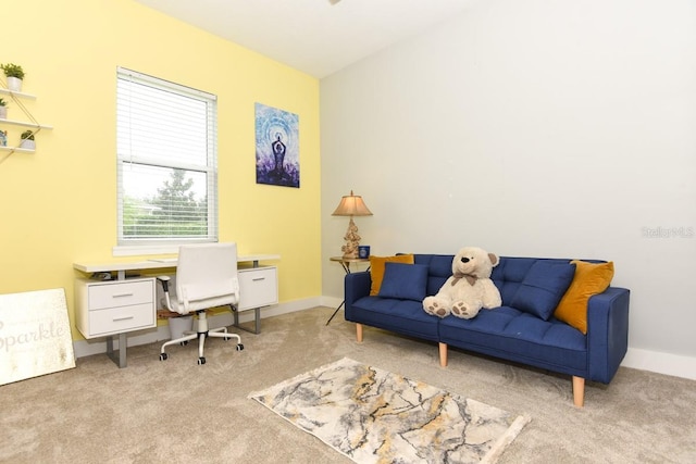 view of carpeted home office