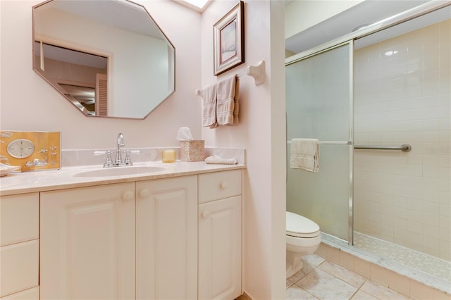 15 Morning Dew Trl, Ormond Beach, FL 32174 - full bath featuring toilet, a stall shower, vanity, and tile patterned floors