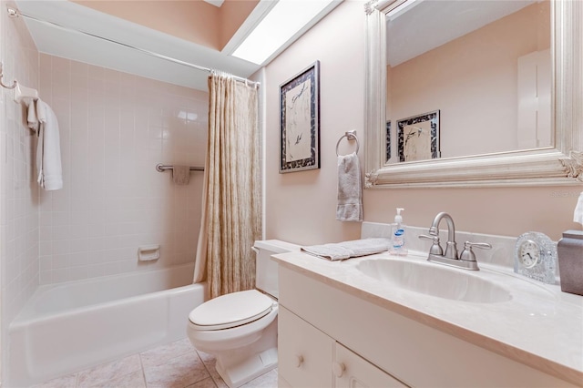 15 Morning Dew Trl, Ormond Beach, FL 32174 - bathroom with toilet, shower / bath combination with curtain, vanity, and tile patterned floors