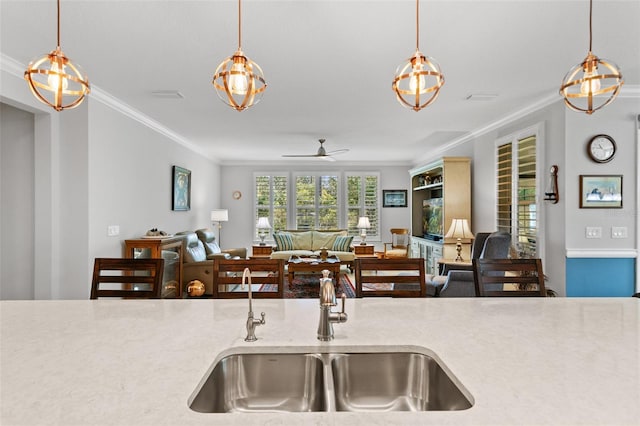 106 Key Grass Ct, Saint Johns, FL 32259 - kitchen featuring a sink, crown molding, and open floor plan