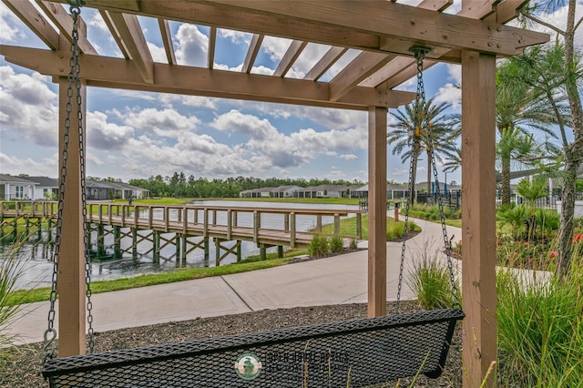 106 Key Grass Ct, Saint Johns, FL 32259 - dock area with a water view, a pergola, and a residential view
