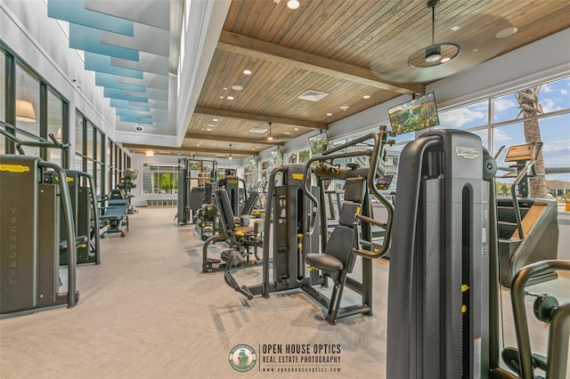 106 Key Grass Ct, Saint Johns, FL 32259 - gym featuring recessed lighting, visible vents, and wooden ceiling