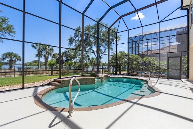 114 Emerald Lake Dr, Palm Coast, FL 32137 - view of pool featuring a fenced in pool, fence, a patio, and an in ground hot tub
