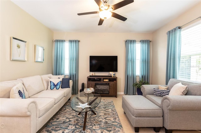 35 Park Place Cir, Palm Coast, FL 32164 - living room with a ceiling fan