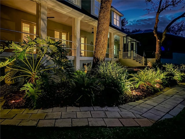 view of home's exterior with stucco siding