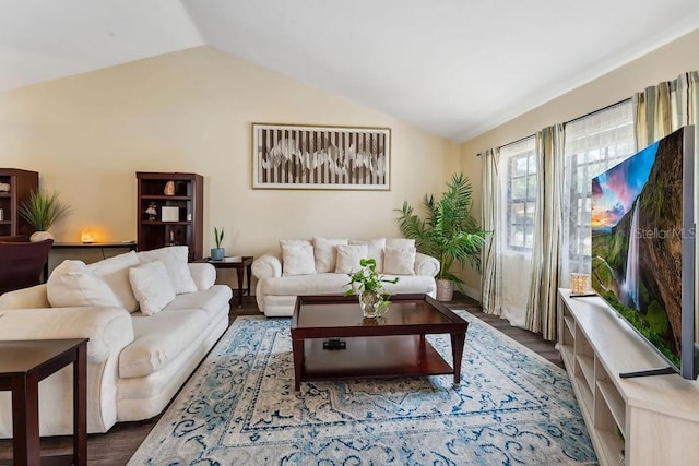 25 Westlawn Pl, Palm Coast, FL 32164 - living area featuring wood finished floors and lofted ceiling