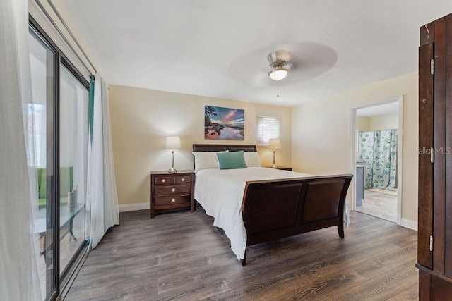 25 Westlawn Pl, Palm Coast, FL 32164 - bedroom with baseboards, a ceiling fan, and dark wood-style flooring