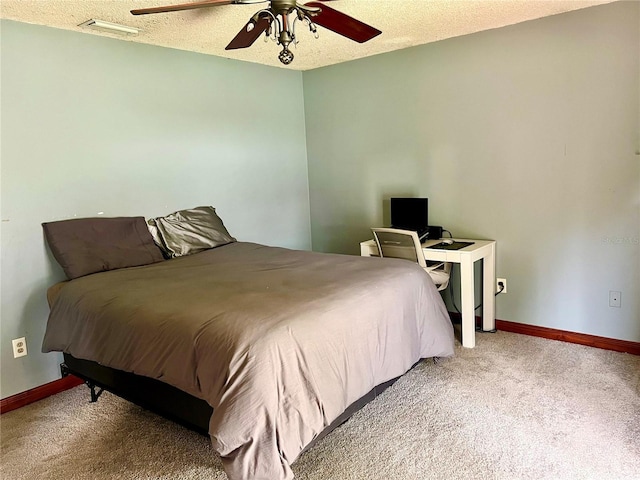 bedroom featuring carpet floors, baseboards, and visible vents