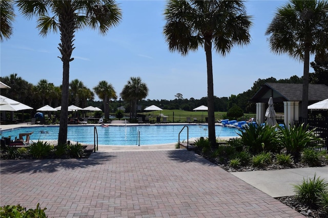community pool with fence
