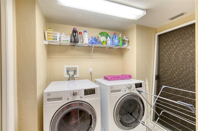 2937 S Atlantic Ave Unit 2001, Daytona Beach, FL 32118 - washroom with laundry area, visible vents, and washing machine and clothes dryer