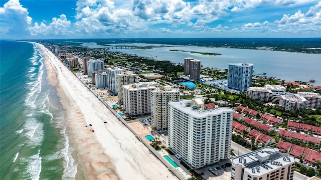 2937 S Atlantic Ave Unit 2001, Daytona Beach, FL 32118 - aerial view featuring a water view, a view of city, and a beach view