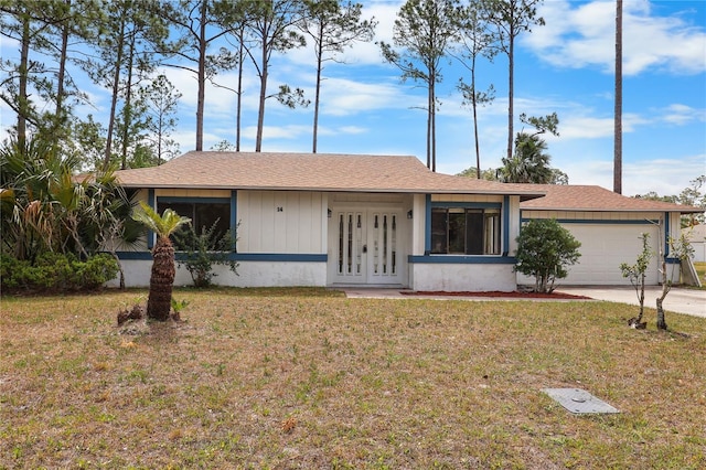14 Post Oak Ln, Palm Coast, FL 32164 - ranch-style home featuring an attached garage, a front lawn, and concrete driveway