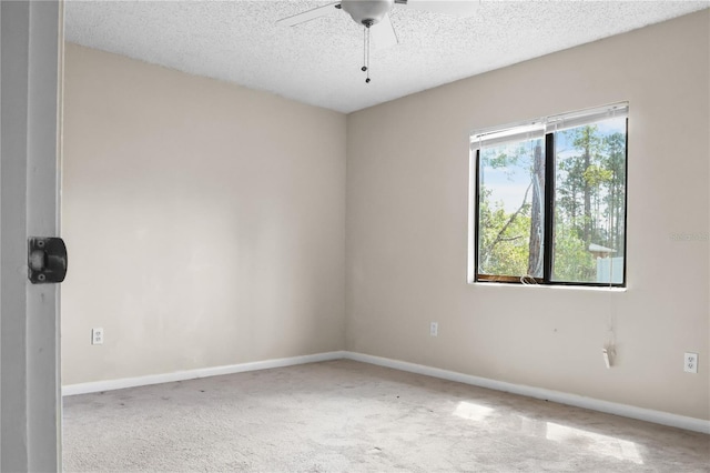 14 Post Oak Ln, Palm Coast, FL 32164 - carpeted empty room featuring ceiling fan, a textured ceiling, and baseboards