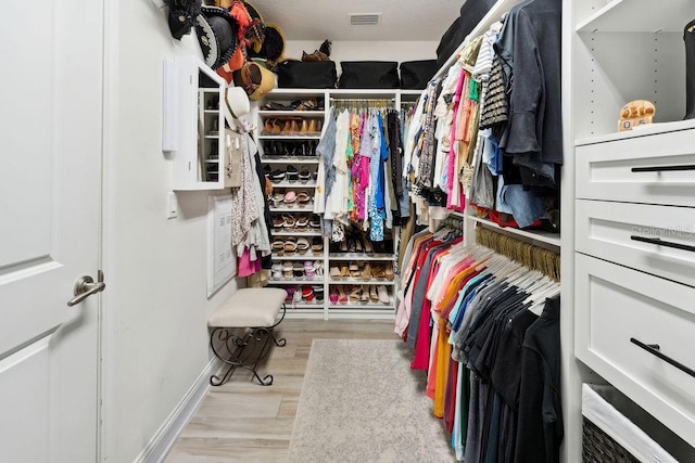 spacious closet with wood finished floors
