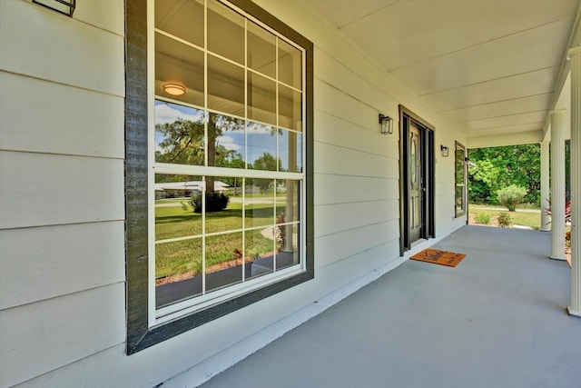 view of patio featuring a porch