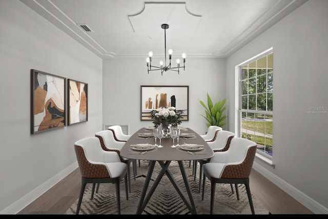 100 Redbud Woods Trl, Palatka, FL 32177 - dining room with baseboards, a chandelier, and wood finished floors