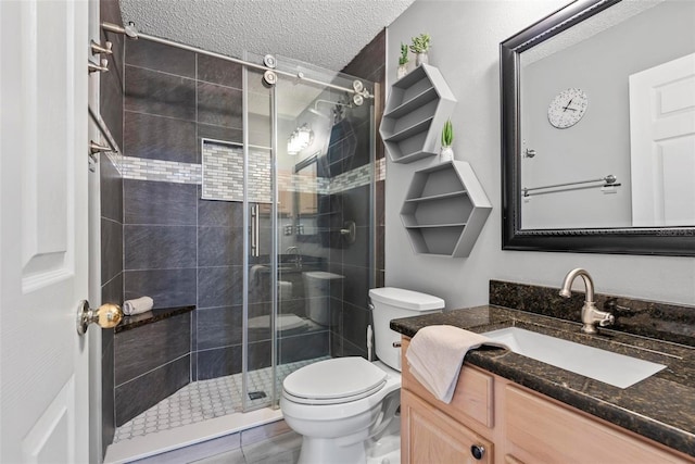 49 Louisiana Dr, Palm Coast, FL 32137 - full bath featuring toilet, a shower stall, a textured ceiling, and vanity