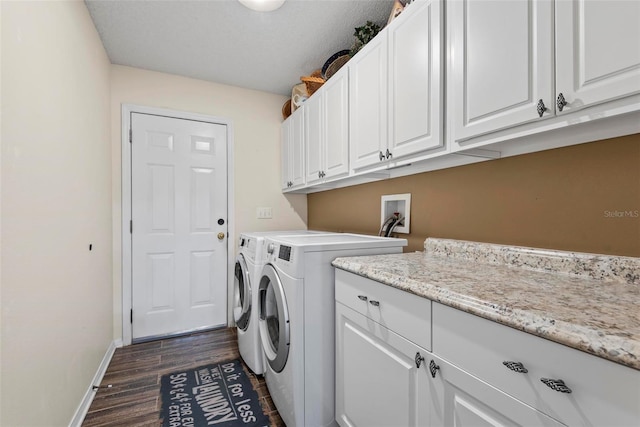 49 Louisiana Dr, Palm Coast, FL 32137 - clothes washing area with cabinet space, independent washer and dryer, baseboards, and dark wood finished floors