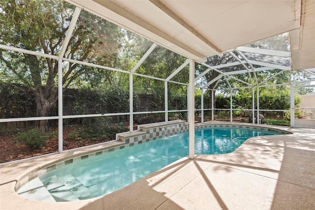 49 Louisiana Dr, Palm Coast, FL 32137 - view of pool featuring a fenced backyard, a patio, and a lanai