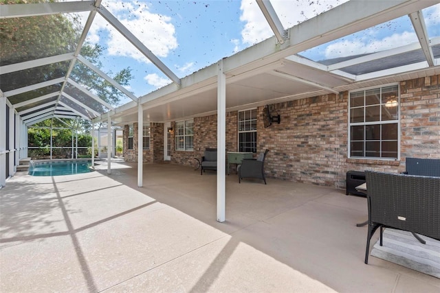 49 Louisiana Dr, Palm Coast, FL 32137 - view of patio / terrace featuring outdoor lounge area, a lanai, and an outdoor pool