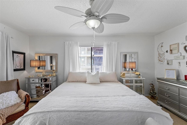 1601 N Ocean Shore Blvd, Flagler Beach, FL 32136 - bedroom with a textured ceiling and ceiling fan