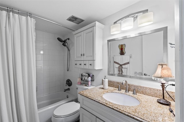 1601 N Ocean Shore Blvd, Flagler Beach, FL 32136 - bathroom with vanity, shower / bathtub combination with curtain, and toilet