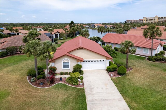 22 San Carlos Dr, Palm Coast, FL 32137 - view of front of property with driveway, a front lawn, a garage, and a residential view