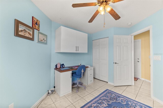 22 San Carlos Dr, Palm Coast, FL 32137 - office space featuring baseboards, light tile patterned floors, and a ceiling fan