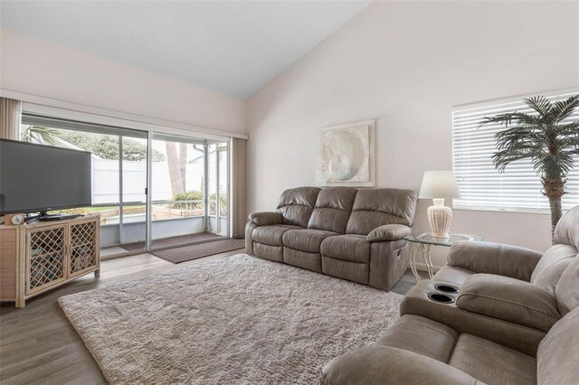 50 Nantucket Dr, Palm Coast, FL 32137 - living room with high vaulted ceiling and wood finished floors
