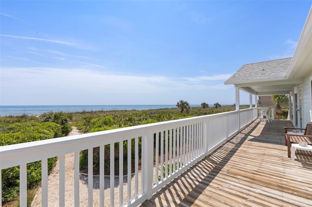 6973 N Oceanshore Blvd, Palm Coast, FL 32137 - wooden deck featuring a water view
