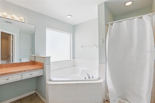 1305 Rebecca Dr, Haines City, FL 33844 - bathroom with a bath, tile patterned flooring, and curtained shower