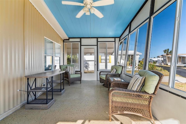 151 Lookout Dr, Flagler Beach, FL 32136 - sunroom featuring ceiling fan