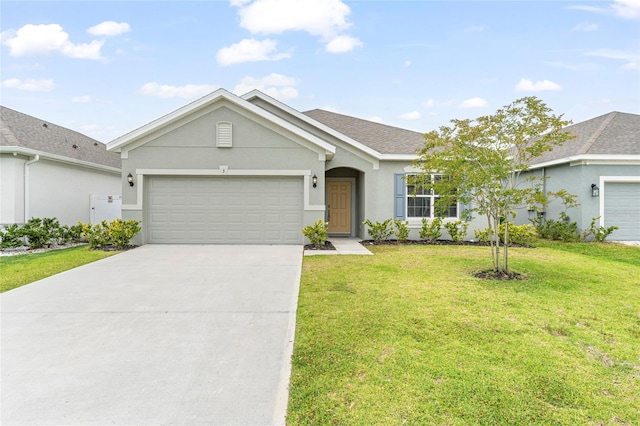 3 Oakleaf Way, Palm Coast, FL 32137 - single story home featuring a garage, a front lawn, driveway, and stucco siding
