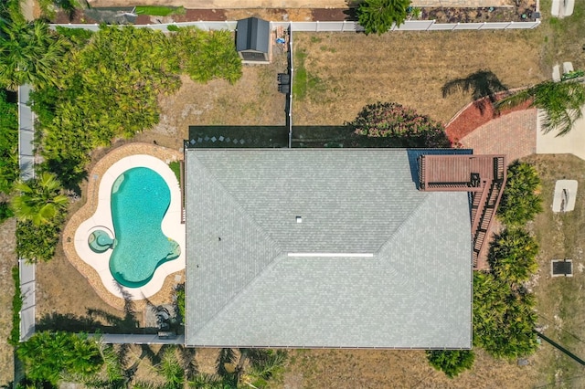 aerial view of a pool area