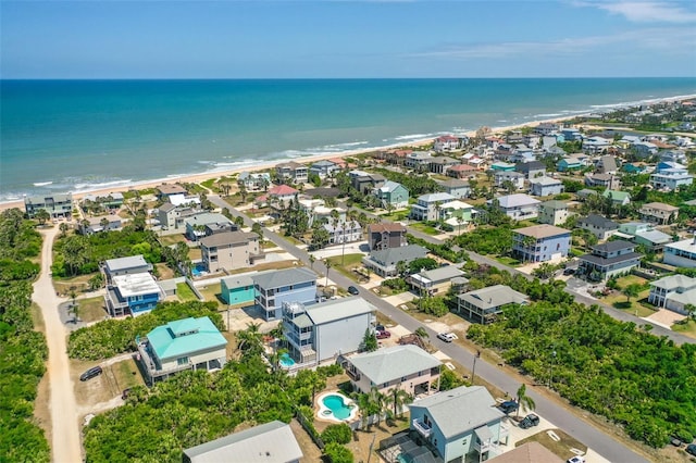 aerial perspective of suburban area with unending shoreline