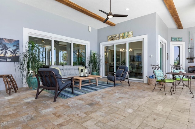 440 Lambert Ave, Flagler Beach, FL 32136 - view of patio with a ceiling fan and an outdoor living space