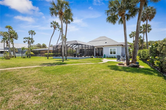 440 Lambert Ave, Flagler Beach, FL 32136 - view of yard with glass enclosure and a patio area